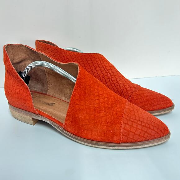 Free People Royale D'Orsay Flat Carmine Orange Suede Womens EUR 39 / Size 8.5 - Picture 1 of 14